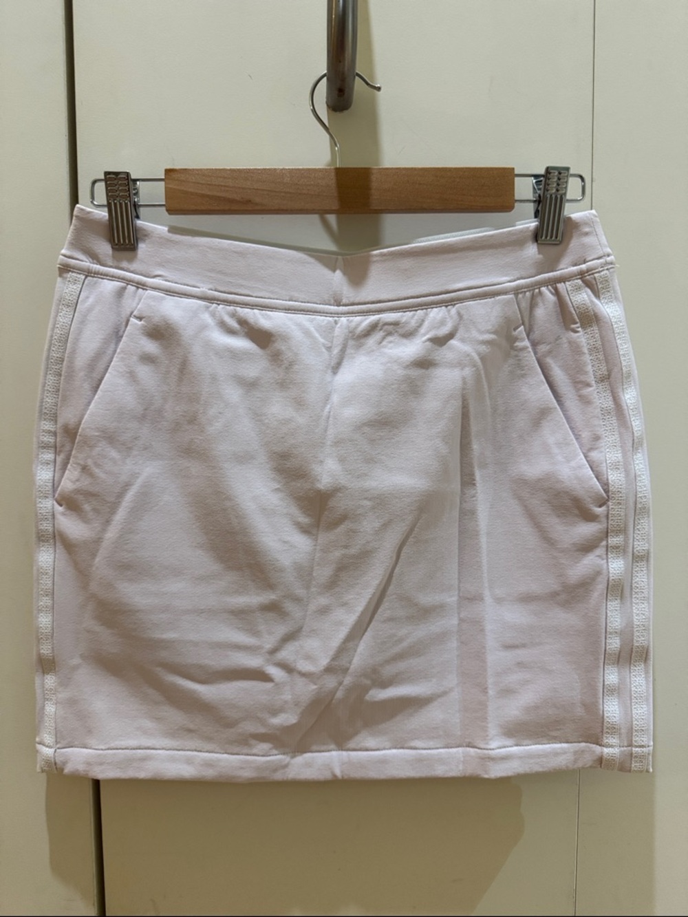 adidas Light Pink Mini Skort with Side Stripes